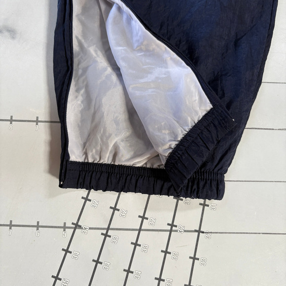 Vintage Brooks Windbreaker Pants Womens L Blue Loose 90s Ankle Zip Jogging - Picture 9 of 9